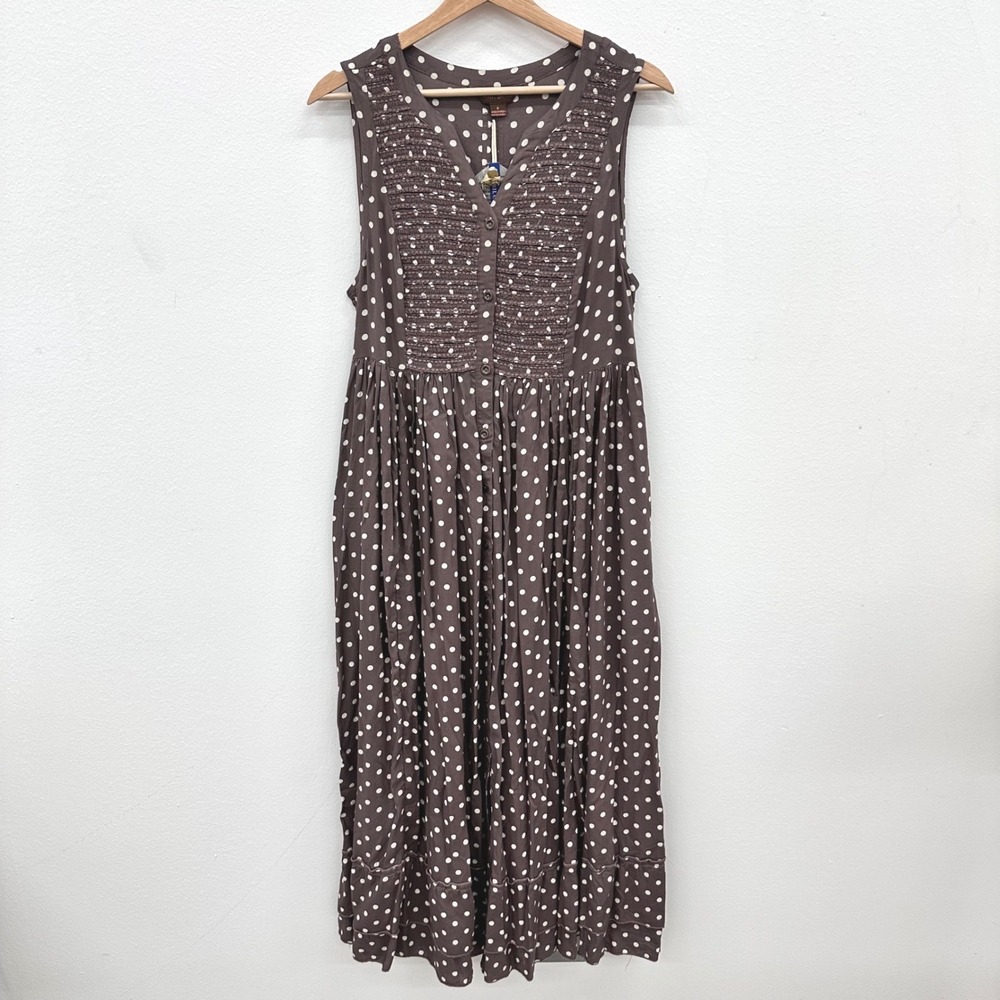 April Cornell Brown Polka Dot Maxi Dress
